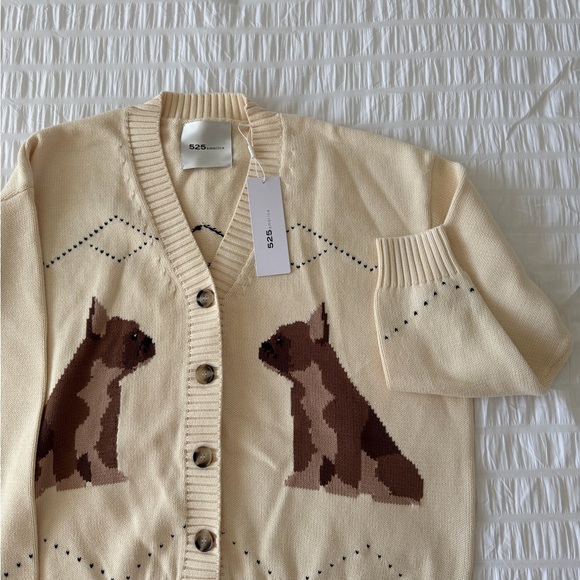 EMILIA: 100% COTTON FRENCHIE CARDIGAN & FRENCHIE INTARSIA COTTON DOG SWEATER - Picture 5 of 8